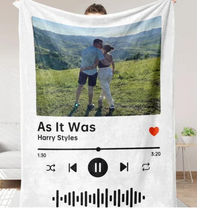 Popular Music Flannel Blanket. Please Send Us A Picture Of A Blanket With A Custom Music Code That Can Be Scanned.